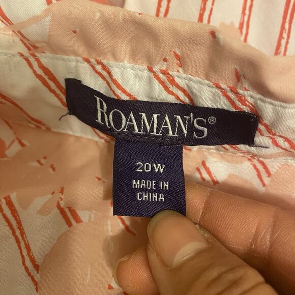 Roamans Button Up Shirt Women Plus Size 20W Floral 1/2Sleeve Casual Lightweight - Picture 4 of 10